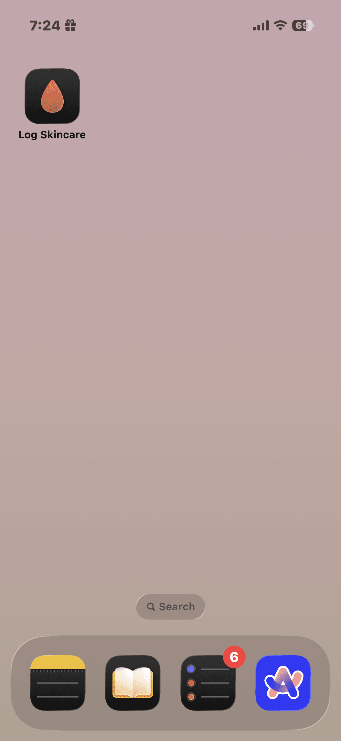 Log Skincare shortcut on home screen